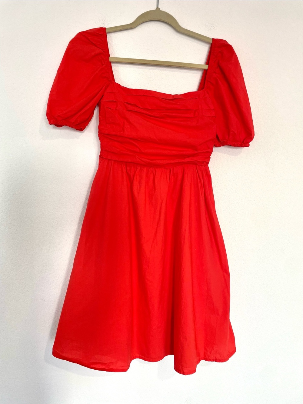 o. p. t. Square-Neck Red Puff Sleeve Mini Dress